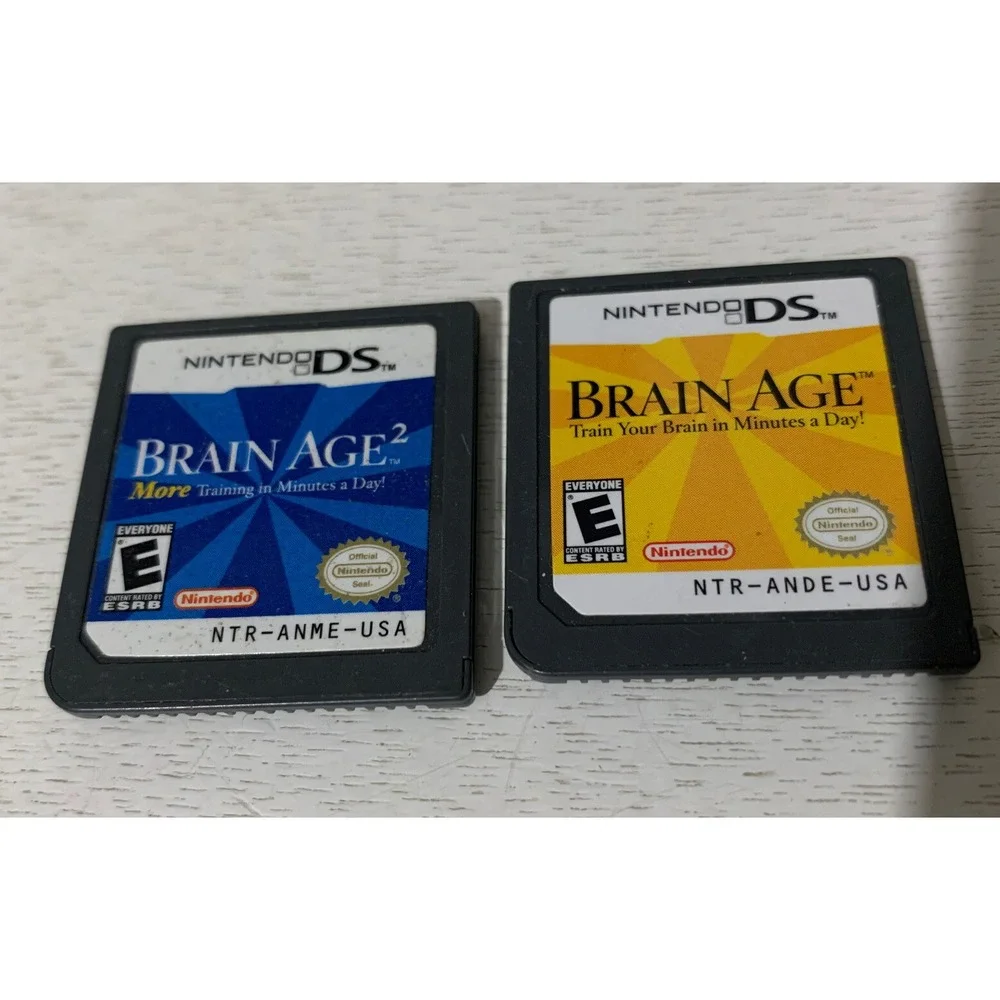 Nintendo DS Lot 2 Brain Age 1 & 2 Games Train Your Brain in Minutes a Day & More